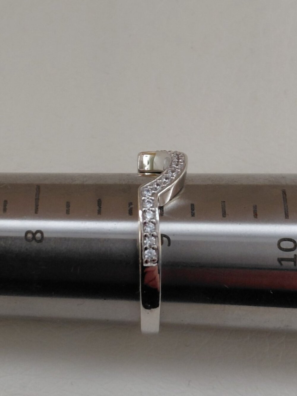 Sterling Silver Travel Bridal Set - Bezel Solitaire & Halo Ring Jacket - Size 9 - Picture 9 of 10